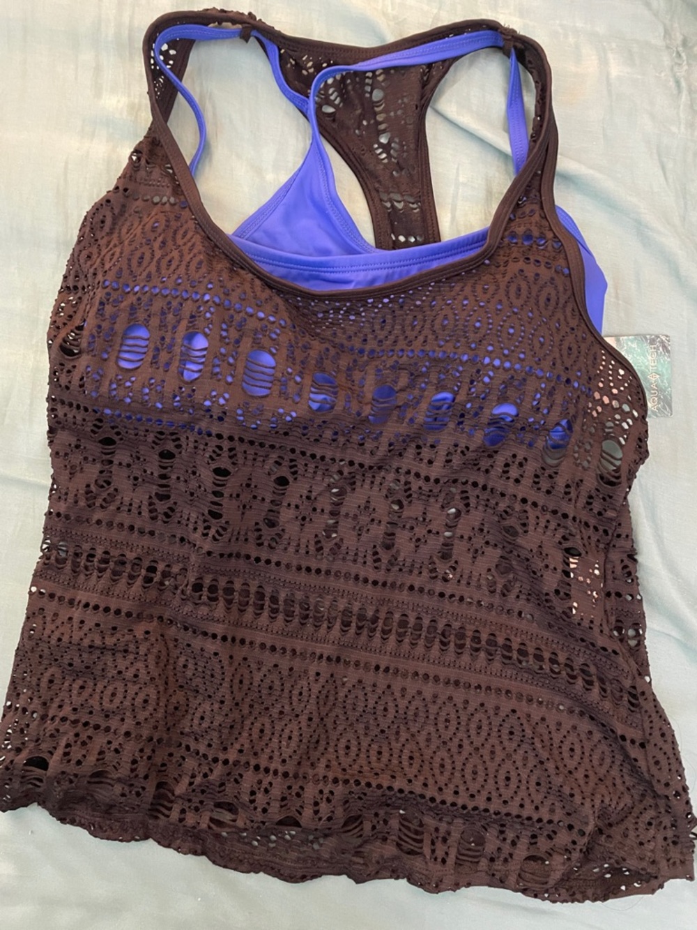 NEW Women's Black  Crochet Swim Cover-Up and Tankini 2 pieces Women Sz S